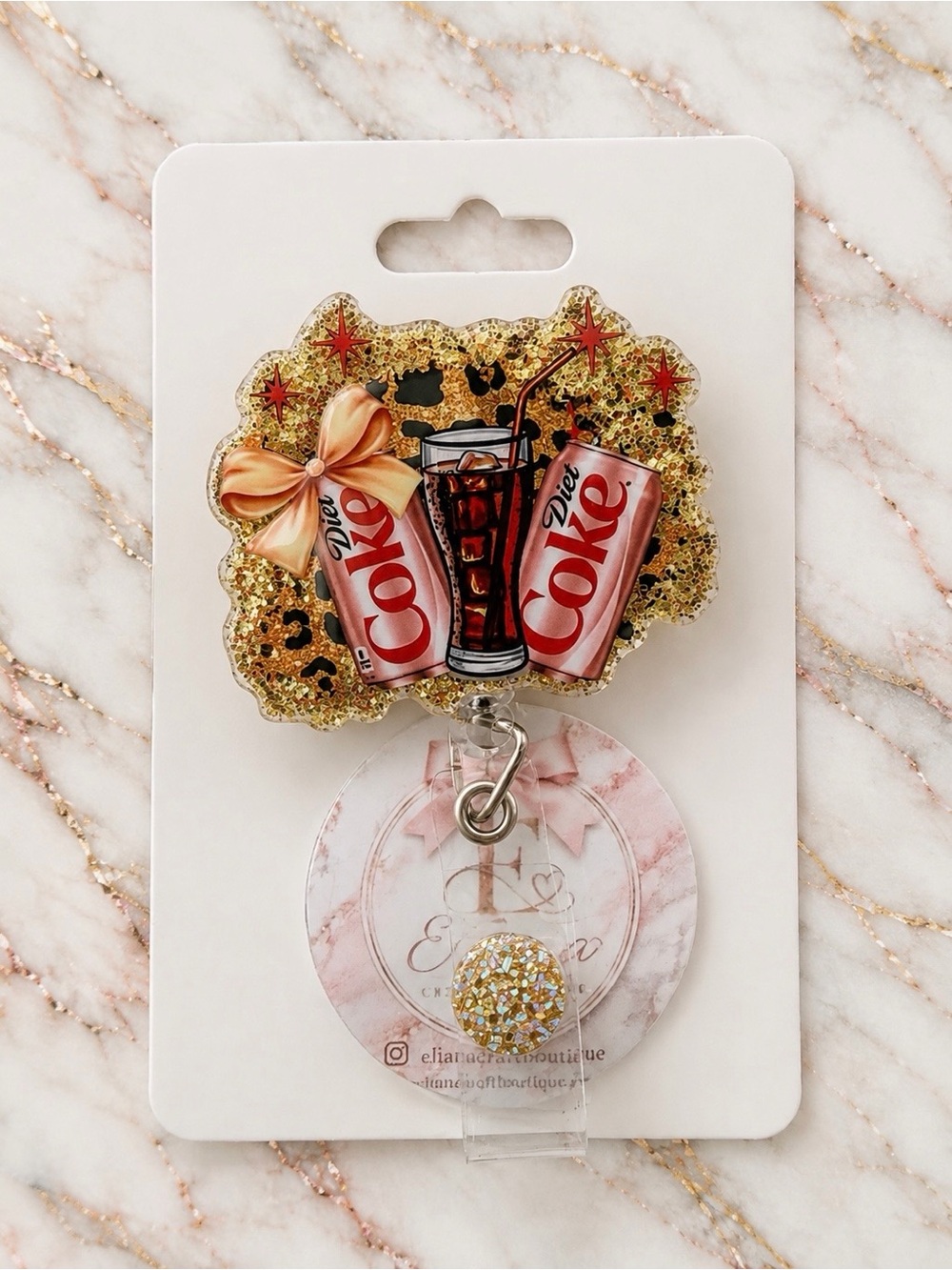 Glitter Badge Reel with Gold Accents